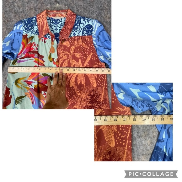 Soft Surroundings Hermosa Chic ColorBlock Floral Sophisticated Tunic Blouse XS - Picture 14 of 14